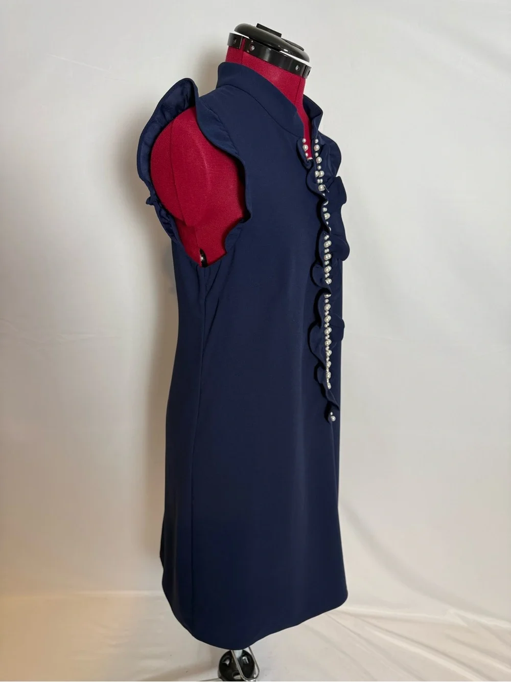Lilly Pulitzer Adalee Shift Dress Women's Size 6 True Navy Pearl Embellishment